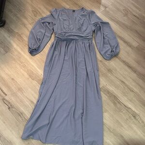 SHEIN Elegant Long Sleeve Blue Dress